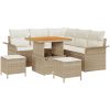 8-delat trädgårdsoffasett med kuddar beige poly rotting akacia vidaXL Stor – miniatyr 2