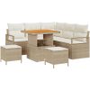 8-delat trädgårdsoffasett med kuddar beige polyrotting akacia vidaXL Stor – miniatyr 2