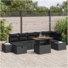 8-delat Trädgårdsoffasett med Kuddar Svart Poly Rattan vidaXL 55 x 55 x 37 cm – miniatyr 1