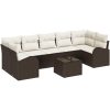 8-delat trädgårdsoffmöbelset med kuddar Brun poly rattan vidaXL 55 x 55 x 37 cm – miniatyr 2