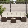8-delat trädgårdsoffmöbelset med kuddar Brun poly rattan vidaXL 55 x 55 x 37 cm – miniatyr 3