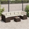 8-delat trädgårdsoffmöbelset med kuddar Brun poly rattan vidaXL 55 x 55 x 37 cm – miniatyr 1