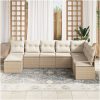 8-delat trädgårdsoffset med kuddar Beige Poly Rattan vidaXL Stor – miniatyr 3