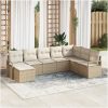 8-delat trädgårdsoffset med kuddar Beige Poly Rattan vidaXL Stor – miniatyr 1