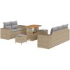 8-delat Trädgårdsoffset med Kuddar Beige Poly Rotsin Akacia vidaXL Stor – miniatyr 2