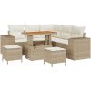8-delat trädgårdsoffset med kuddar beige poly rotting akacia vidaXL Stor – miniatyr 2