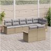 8-delat trädgårdsoffset med kuddar Beige Poly Rotting vidaXL 297,5 x 132,5 x 85 cm – miniatyr 3