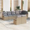 8-delat trädgårdsoffset med kuddar Beige Poly Rotting vidaXL 297,5 x 132,5 x 85 cm – miniatyr 1
