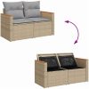 8-delat trädgårdsoffset med kuddar Beige Poly Rottning Akacia vidaXL Medium – miniatyr 8