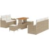 8-delat trädgårdsoffset med kuddar beige polyrotting akacia vidaXL Medium – miniatyr 2