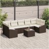 8-delat trädgårdsoffset med kuddar Brun Poly Rattan vidaXL 55 x 55 x 37 cm – miniatyr 1