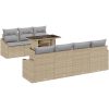 8-delat trädgårdsoffset med kuddar i beige poly-rattan vidaXL 100 x 55 x 73 cm – miniatyr 2
