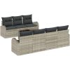 8-delat trädgårdsoffset med kuddar Ljusgrå Poly Rattan vidaXL Stor – miniatyr 1
