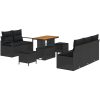 8-delat Trädgårdsoffset med Kuddar Svart Poly Rattan Akacia vidaXL Stor – miniatyr 2