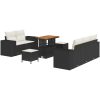 8-delat trädgårdsoffset med kuddar svart poly rattan akaciaträ vidaXL Standard – miniatyr 2