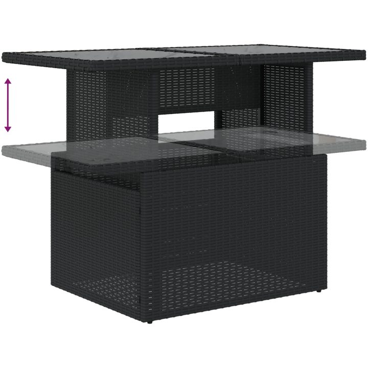 8-delat trädgårdsoffset med kuddar svart poly rotting vidaXL Medium – bild 12