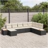 8-delat Trädgårdssofa Set med Kuddar Svart Poly Rattan Akacia vidaXL 319 x 209 x 69 cm – miniatyr 1