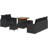 8-delat trädgårdssofa set med kuddar svart polyrotting akacia vidaXL Medium – miniatyr 2