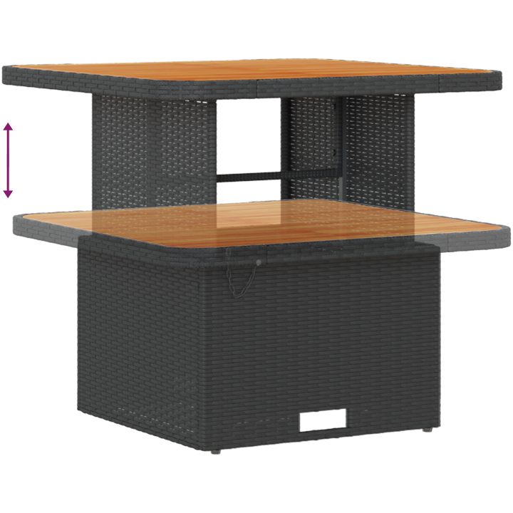 8-delat trädgårdssofa set med kuddar svart polyrotting akacia vidaXL Medium – bild 8