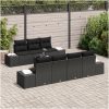 8-delat trädgårdssoffa med kuddar Svart konstrotting vidaXL 55 x 55 x 37 cm – miniatyr 3