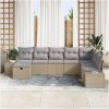 8-delat Trädgårdssoffa Set med Dynor Beige Poly Rattan vidaXL 55 x 62 x 69 cm – miniatyr 3