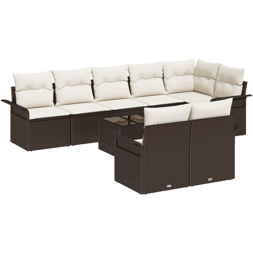 8-delat trädgårdssoffa set med kuddar grå poly rotting vidaXL 55 x 55 x 37 cm – bild 2