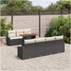 8-delat Trädgårdssoffa Set med Kuddar Svart Poly Rattan vidaXL 100 x 55 x 73 cm – miniatyr 3
