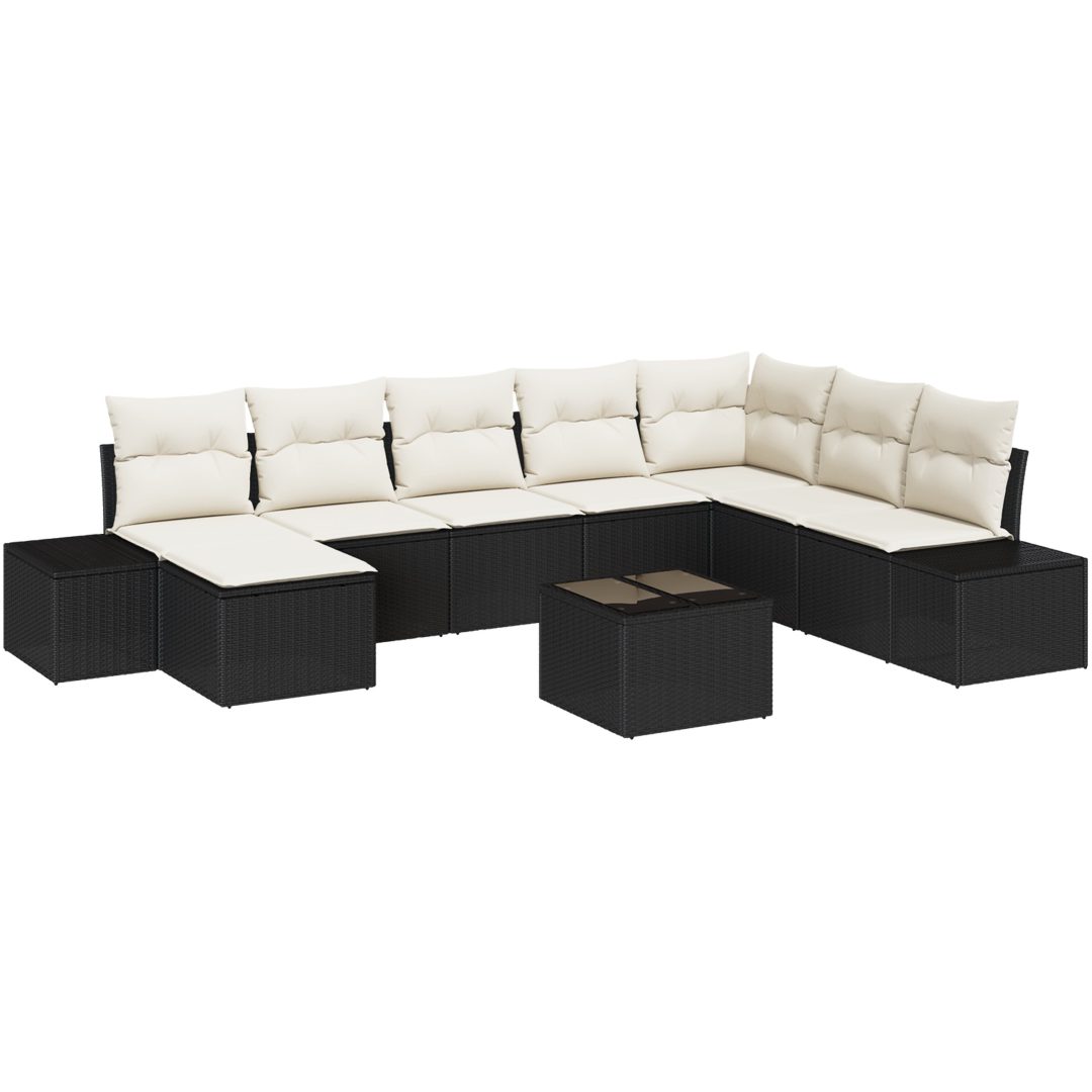 8-delat Trädgårdssoffaset med Kuddar Brun Poly Rattan vidaXL 319 x 209 x 85 cm – bild 2