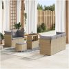 8-delat Trädgårdssoffset med kuddar Beige Konstrotting Akacia vidaXL Medium – miniatyr 1