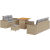 8-delat trädgårdssoffset med kuddar Beige Poly Rattan Akacia vidaXL Stor – miniatyr 2