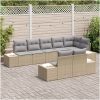 8-delat trädgårdssoffset med kuddar Beige Poly Rattan vidaXL 184 x 62 x 85 cm – miniatyr 3