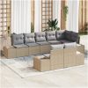 8-delat trädgårdssoffset med kuddar Beige Poly Rattan vidaXL 184 x 62 x 85 cm – miniatyr 1