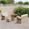 8-delat trädgårdssoffset med kuddar beige poly rotting akacia vidaXL Medium – miniatyr 3