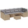 8-delat trädgårdssoffset med kuddar Beige Poly rotting vidaXL Medium – miniatyr 2