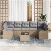 8-delat trädgårdssoffset med kuddar Beige Poly rotting vidaXL Medium – miniatyr 3