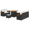 8-delat trädgårdssoffset med kuddar svart poly-rattan vidaXL Stor – miniatyr 2