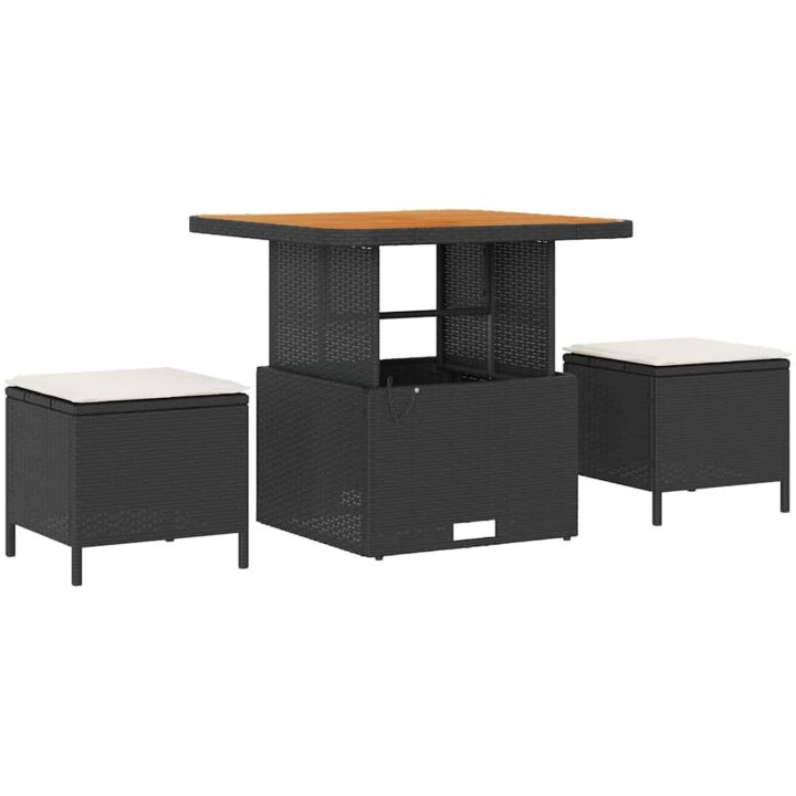 8-delat trädgårdssoffset med kuddar svart poly-rattan vidaXL Stor – bild 4