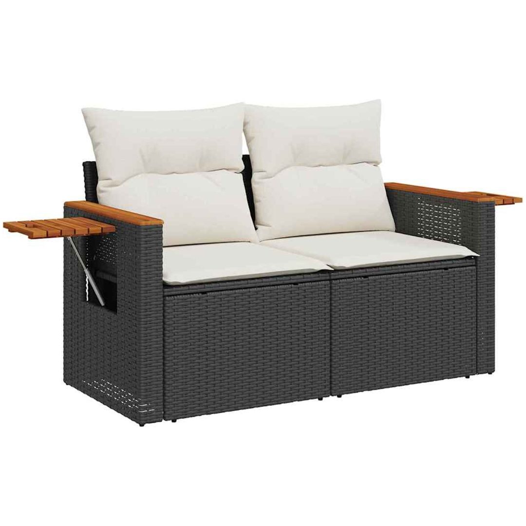 8-delat trädgårdssoffset med kuddar svart poly-rattan vidaXL Stor – bild 6