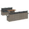 8-delat trädgårdsssofa-set med kuddar grå poly rattan vidaXL Stor – miniatyr 2