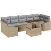 8-dels trädgårdsoff set med kuddar beige polyrotting vidaXL 100 x 55 x 73 cm – miniatyr 2
