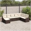 8-dels Trädgårdsoffa med kuddar Brun Poly Rattan vidaXL 288,5 x 178,5 x 85 cm – miniatyr 1