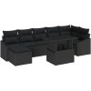 8-dels trädgårdssoff-set med kuddar i svart poly-rattan vidaXL 100 x 55 x 73 cm – miniatyr 2