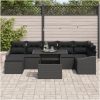 8-dels trädgårdssoff-set med kuddar i svart poly-rattan vidaXL 100 x 55 x 73 cm – miniatyr 3
