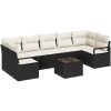 8-dels trädgårdsssofa set med kuddar svart polyrotting vidaXL Medium – miniatyr 2