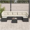 8-dels trädgårdsssofa set med kuddar svart polyrotting vidaXL Medium – miniatyr 3