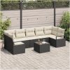 8-dels trädgårdsssofa set med kuddar svart polyrotting vidaXL Medium – miniatyr 1