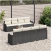 9 Bitars Trädgårdsofa Set med Kuddar Svart Poly Rattan Akacia vidaXL Stor – miniatyr 3
