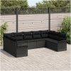 9 Bitars Trädgårdssoffa Med Kuddar Svart Poly Rattan vidaXL 289 x 187,5 x 85 cm – miniatyr 3