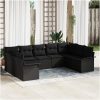 9 Bitars Trädgårdssoffa Med Kuddar Svart Poly Rattan vidaXL 289 x 187,5 x 85 cm – miniatyr 1