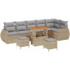 9 Dela Trädgårdsoff Set med Kuddar Beige Poly Rattan Akacia vidaXL Stor – miniatyr 2